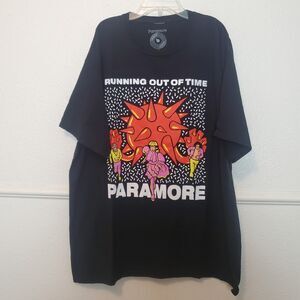 Paramore - Running Out Of Time Lic. Black T-Shirt Extra Large Mens Sz XL Cotton‎
